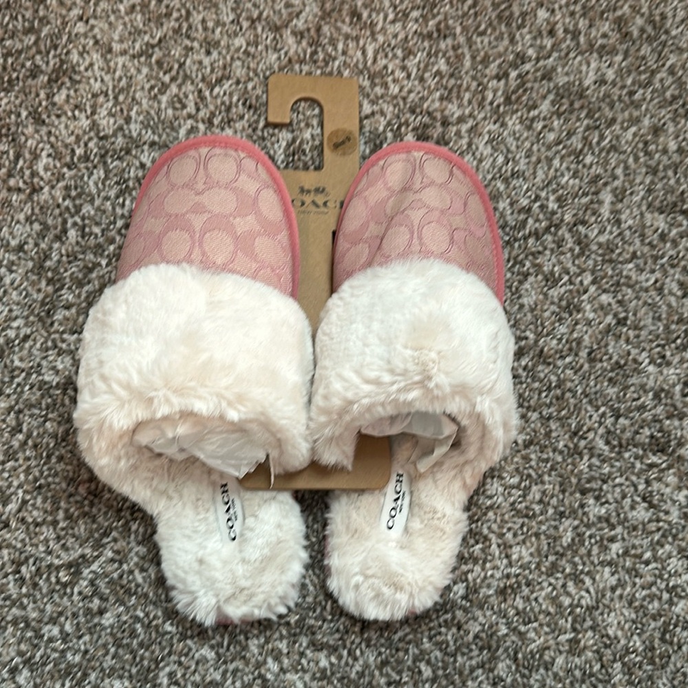 Pink coach slippers - size 9